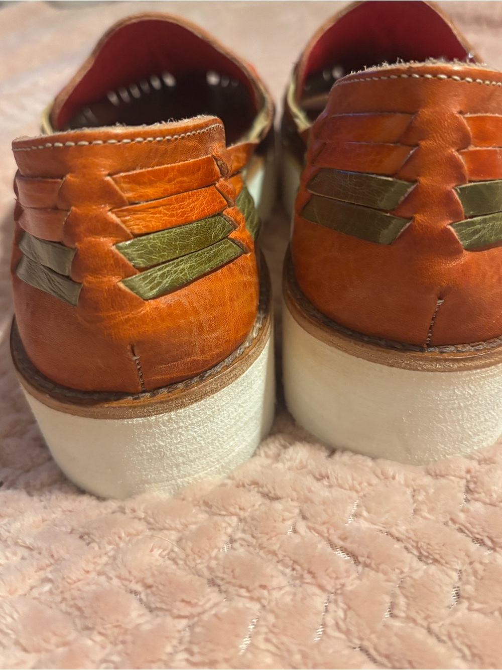 NWOT Bed Stu LeatherWomen's Lizzie Huarache Platform rustic tan and green 8.5 - Picture 4 of 10